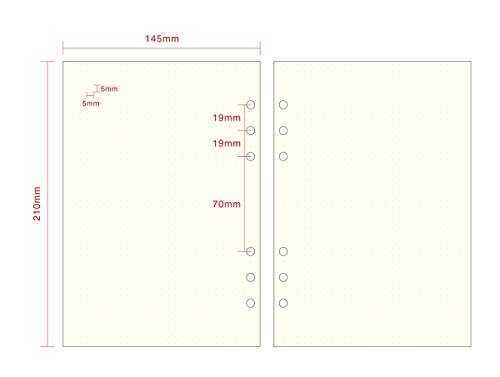 A5 6-Ring Binder/Planner Refill Paper (Pack of 3, 300 Sheets) for Filofax, 6 Hole, Dot Grid Pages - Thumbnail 2
