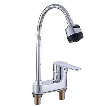 Grifo doble orificio doble tubo mango grifo telescópico frío y caliente