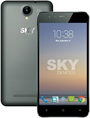 SKY Devices Platinum 4G HSPA Plus 21MBPS GSM Unlocked Dual-sim MediaTek MT68580M, 1.3Ghz Cortex A7 Quad Core 16GB ROM/1GB RAM, 5.1 Lollipop, Bluetooth 4.0, 8MP Plus 5MP Cameras - Dark Grey