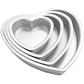 eoocvt 4pcs Aluminium Heart Shaped Cake Pan Set Tin Muffin Chocolate Mold Baking with Removable Bottom - 5" 6" 8" 10"