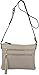 B BRENTANO Vegan Multi-Zipper Crossbody Handbag Purse with Tassel Accents (Gray(N))