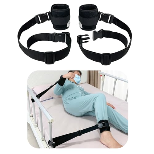 Bed Restraints For Elderly Dementia Patients Medical Limb Holders Hospital Bed Rails For Elderly Adults Safety Bandages Restraint Straps For Ankle, Wrist, Hand, Leg Universal Constraints (2 Pcs)