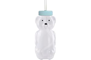 MOOTIKAR Honey Bear Straw Cups for Babies 1 pack, 8oz straw bear cup with improved safety lid design, honeybear baby cup straw, Leak-Proof & Food-Grade & BPA Free (AQUA)