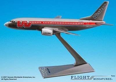 Flight Miniatures Western Airlines Bare Metal Boeing 737-300 1:200 Scale Display Model