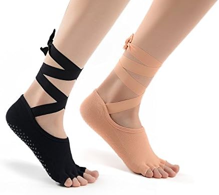 Barre or Yoga Toe Exercise Socks Pilates Barre Sock with Grip for Girl Women