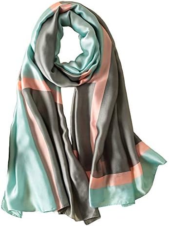 100% Silk Scarf - Women's Fashion Large Sunscreen Shawls Wraps - Lightweight Floral Pattern Satin for Headscarf&Neck