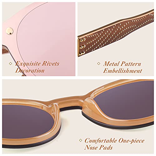 GQUEEN Sunglasses for Women and Men, Mirrored, Large, Round, UV400