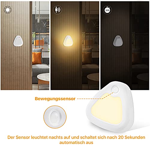 SOLIDEE LED Nachtlicht mit Bewegungsmelder & Dämmerungssensor 3200k (Warmweiß) Triangle Schrankbeleuchtung Lampe für Kinderzimmer Schlafzimmer Gang Toilette (2 Stück)