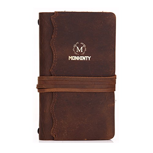 Refillable antique vintage genuine leather journal trav…