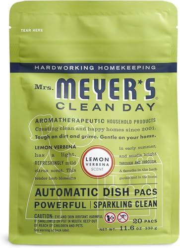 MRS. MEYER'S CLEAN DAY Automatic Dishwasher Pods, Lemon Verbena, 20 Count