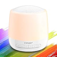 Sound Machine Baby with Night Light - USB Rechargeable White Noise Machine for Sleeping Kids Adult, Touch Control LED Nursery Bedside Lamp, Dimmable Warm White Light & Color Changing RGB, Timer