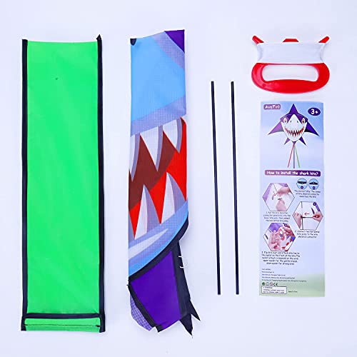 Shark Kites for Kids Adults with 3 Long Tail 300ft Kite String Toddler
