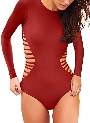 Jeferym Women's Swimsuit UV Long Sleeve Rash Guard UPF 50+ Zipper Open Swimwea
