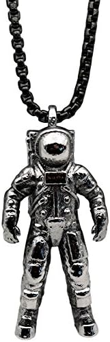 Black Astronaut Pendant Necklace Spacewalk Infinite Universe Solar System Men Jewelry