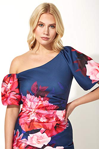 Roman-Originals-Donne-Floreale-Vestitino-Scuba-Donne-Serata-Cocktail-Party-Occasioni-Speciali-Estate-Vacanze-Matrimonio-Ospite-Lunghezza-Ginocchio-Ascot-Giorno