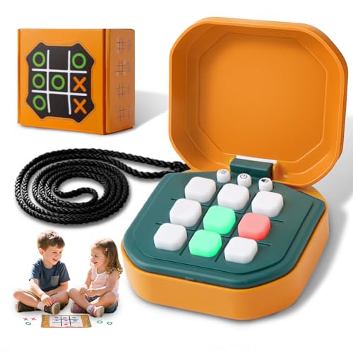 ARLIKSI Electronic Tic Tac Toe Game, 9 in 1 Infinite Digital Handheld Game with Tic Tac Toe Board, Portable & Lightweight Travel Toy Gifts for Kids Adults Brain Exercising(Orange)