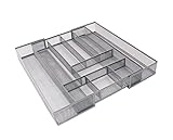 TQVAI Expandable Kitchen Drawer Silverware Utensils Organizer Mesh Cutlery Tray, 8-10 Compartments