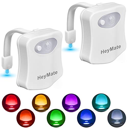 HeyMate Toilet Light 2 Pack Rechargeable Motion Sensor LED Toilet Bowl