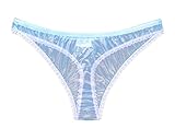 Haian PVC G-String Lace Panties Ladies Briefs Color Transparent Blue (X-Large)