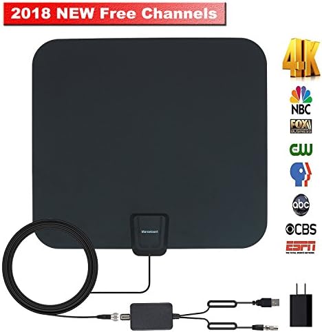 Marceloant Indoor Amplified HDTV Antenna 50-100 Miles, Upgrade HDTV Antenna Digital Indoor Antenna with Detachable Signal Booster VHF UHF High Gain Channels Reception Free TV with 16.5ft Coax Cable