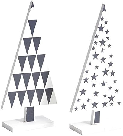 Immagini Natale Bianco E Nero.Lot 2 Alberi Di Legno Laccato Bianco E Nero Decorazione Di Natale In Legno Amazon It Casa E Cucina