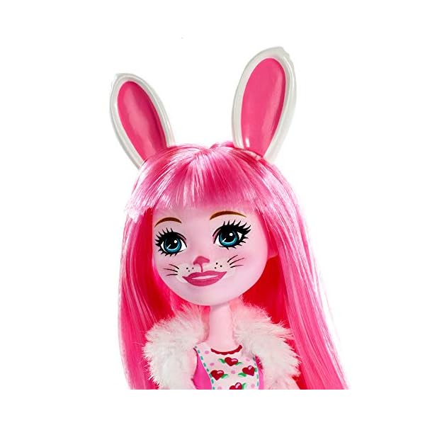 Enchantimals-FXM73-Bree-Bunny-Doll-and-Twist-Figure-Multi-Colour Enchantimals Bree Bunny Doll & Twist Figure, 6-inch small doll, with long pink hair, animal ears and tail, removable…