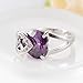 FENDINA Womens Jewelry Elegant Wedding Engagement Bands Ring Heart Amethyst Promise Rings for Her - 18K White Gold Plated - Luxurious Series-FR795, Size 8