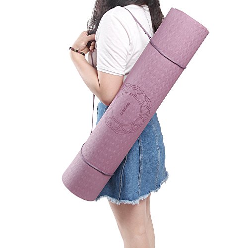 Non Slip Yoga Mat, LetsFunny Thick Eco Friendly Large Yoga Mats with Carrying Strap for Women,Men - 1/4-Inch SGS Certified TPE Exercise Anti-Tear Workout Mat for Pilates Yoga Fitness - Thumbnail 6