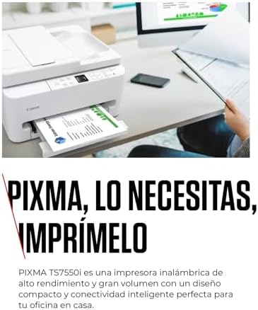 PIXMA TS7550I - Impressora tudo-em-um com conectividade Wi-Fi, ADF de 35 folhas e ecrã OLED de 1,42" | Sem fios para impressão fácil a partir do seu smartphone PIXMA Print Plan