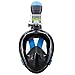 WSTOO Full Face Snorkel Mask,Foldable 180° Panoramic View Snorkel Mask,Anti-Fog Anti-Leak Design with Detachable Camera Mount for Adults & Kids (Black/Blue-Old, L/XL)