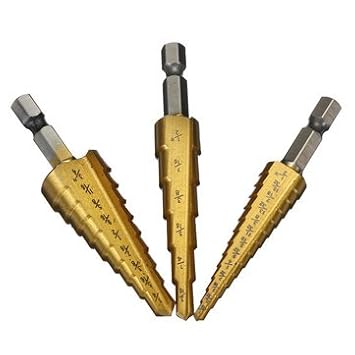 Generic 3Pcs 1/4 Inch Hex Shank Hss Titanium Coated Step Drill Bit Set 3/16-1/2 1/4-3/4 1/8-1/2 Inch