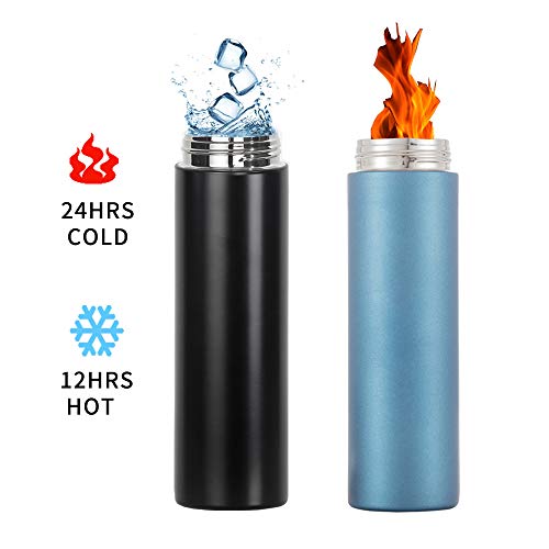 17oz Stainless Steel Vacuum Insulated Flask with Tea Leaf Strainer Filter Double Wall Coffee cup Travel Tumbler(Glossy Black) - Thumbnail 2