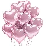 Rose Gold Heart Balloons 12 PACK Pink Valentines Day Balloons Engagement Party Decorations Wedding Birthday Love Foil Mylar Helium Balloons