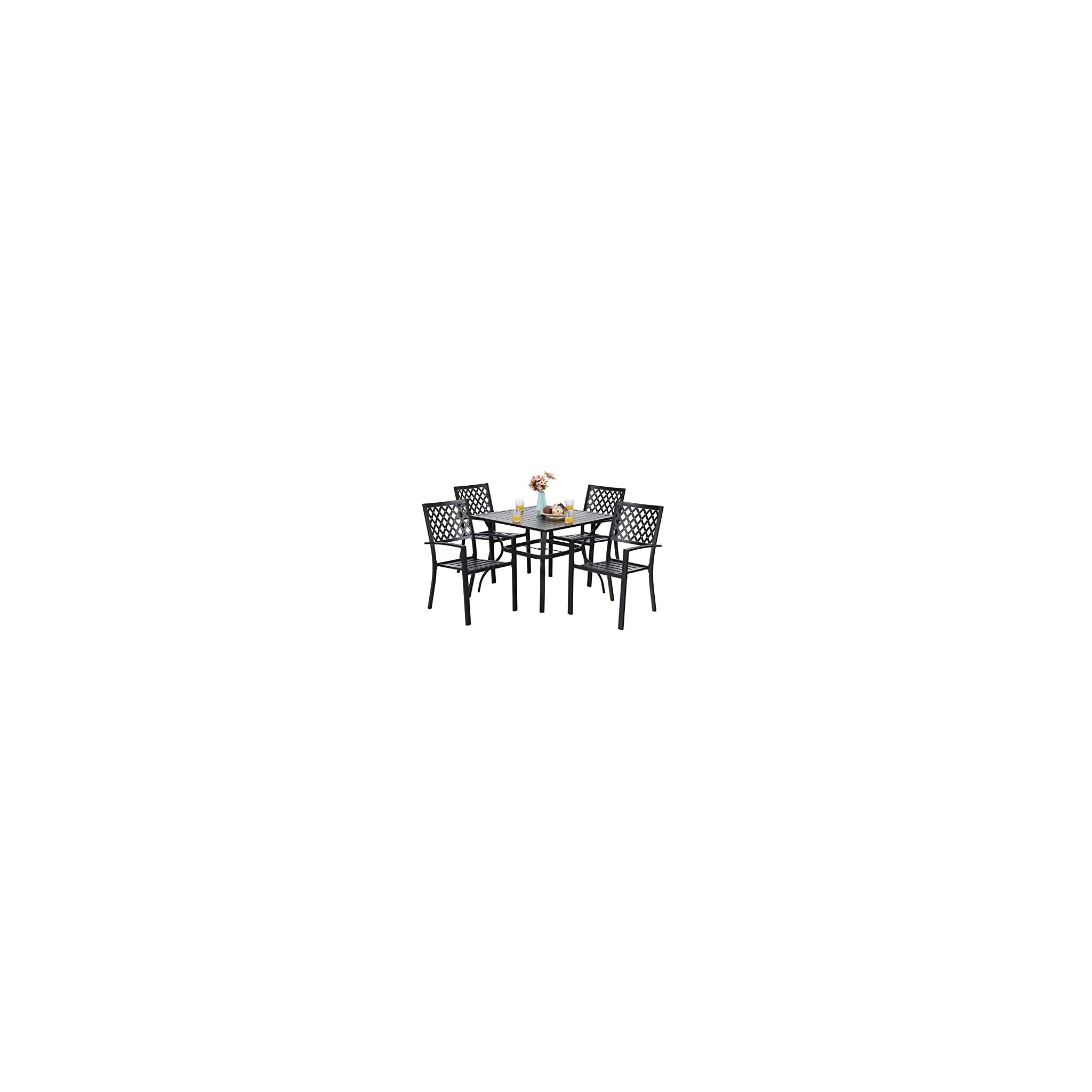 PHI VILLA Patio Dining Set Wrought Iron Outdoor Table and Chairs Furniture Set 5 Piece, 37