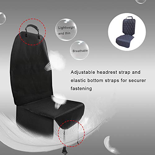 Wellbro Dog Car Front Seat Cover, Waterproof and Nonslip Pet Car Seat Protector with Elastic Straps, Side Flap and Anchor, Scratchproof Seat Mats for Cars, Trucks, Vans, and SUVs (Black) - Thumbnail 5