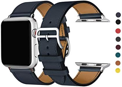 CAILIN for Watch Band 38mm,Genuine Leather iwatch Strap Replacement Band with Stainless Metal Clasp for Series 3 Series 2 Series 1 Sport and Edition(Bleu Indigo)