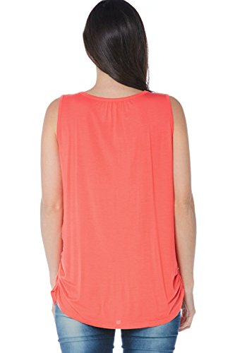 Smallshow Women's Maternity Nursing Tank Top Sleeveless Comfy Breastfeeding Clothes,Coral,Small - Thumbnail 4