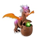 WolVol Dinosaur Toy - Walking and Dino Roaring Figure - Moving Swing Wings - Sounds & Lights - Realistic Triceratops - Fiery Dragon - for Kids Boys & Girls - Battery Operated