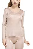 Fashion Silk Women’s Thermal Underwear Sets Mulberry Silk Crewneck Long Johns For Women Base Layer