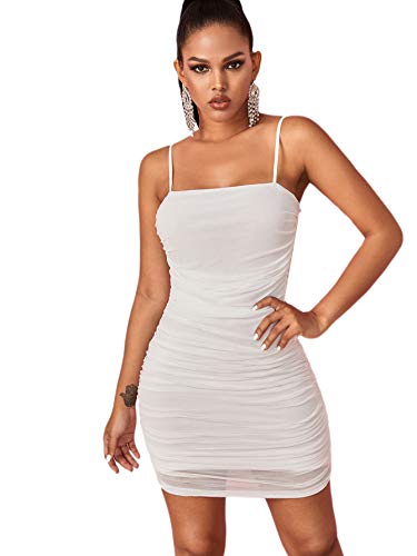 Shein Women S Sexy Sleeveless Spaghetti Strap Ruched Mesh Cami Bodycon Dress White Small Pricepulse Shein Women S Sexy Sleeveless Spaghetti Strap Ruched Mesh Cami Bodycon Dress White Small Pricepulse