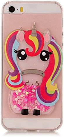Iphone 7 Plus Case,XIHUA Glitter Liquid Floating Luxury Bling Sparkle Quicksand Star Transparent TPU Case Cover for iPhone 7 Plus - Color horse Rose Red