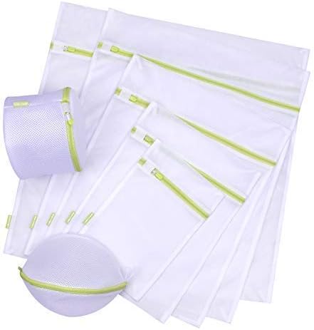 UBAYEE Laundry Bags for Washing Machine(Set of 7), Reusable Mesh Wash Bag with Zip Closure for Delicates, Underwear, Socks, Bra, Lingerie and Baby Clothes - Green