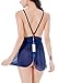 Ruzishun Lingerie for Women Babydoll Lace Strap Chemise Set(Navy,XL)