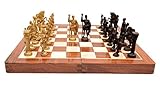 Crafted Roman Brass Chess Set with Wooden Board