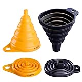 Deiss ART Silicone Collapsible Funnel Set - Rounded & Squared Foldable Funnels - Food Grade, BPA free, Dishwasher Safe - Set of 2