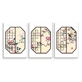 3 Panel Canvas Wall Art Chinese Style Pictures Home Wall Decorations for Bedroom Living Room Paintings Canvas Prints Framed - 16"x24" x 3 Panels