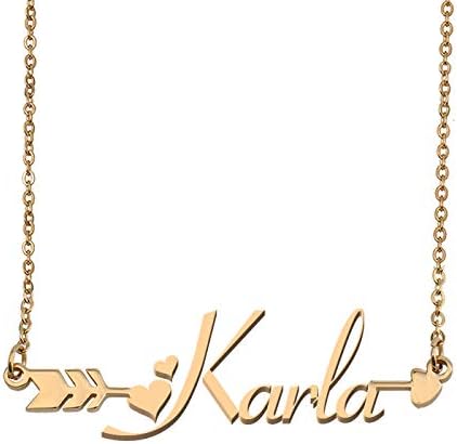 Aoloshow Customized Custom Name Necklace Personalized - Custom Any Initial Name Arrow Horizontal Monogrammed Necklace Gift for Womens Girls