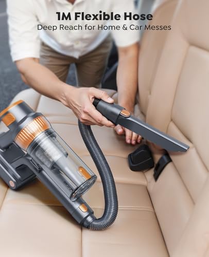 EzyTidy Cordless Vacuum Cleaner, 55KPa 650W 70Mins Stick Vacuum Cleaners for Home, Self-Standing Handheld Vacuum with 3.3Ft Extendable Hose, LED Touch Screen for Pet Hair/Floor/Carpet