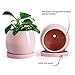 POTEY Ceramic Planter Flower Plant Pot - 5.1” with Drain Hole Saucer-Enough Space - Modern Decorative for Indoor Planters-Light Pink