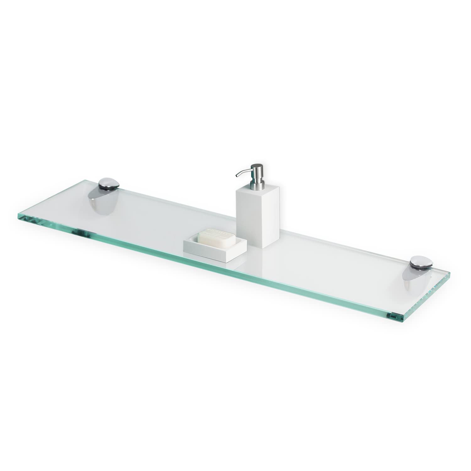 Fab Glass and Mirror Rectangle Glass Shelf, 10″ X 30″, Clear